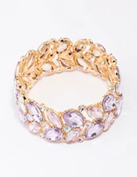 Gold Lilac Cluster Stone Medium Bracelet