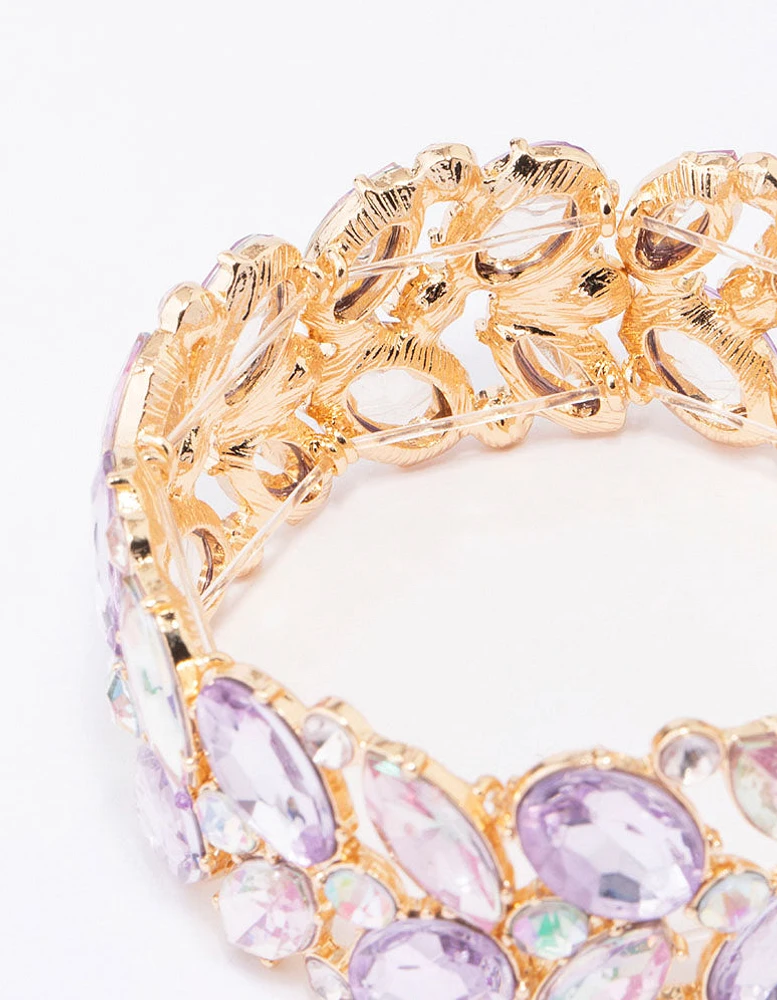 Gold Lilac Cluster Stone Medium Bracelet