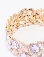 Gold Lilac Cluster Stone Medium Bracelet