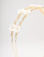 Gold Mini Crystal Flower Beaded Headband