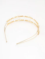 Gold Mini Crystal Flower Beaded Headband