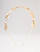 Gold Small Leafy Crystal Headband