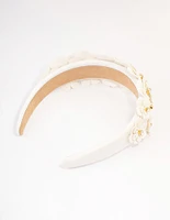 Gold Crystal Layered Faux Leather Headband