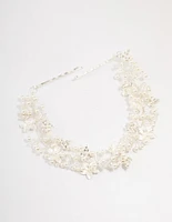 Silver Pearl Cluster Flower Hair Drape