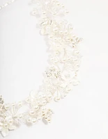 Silver Pearl Cluster Flower Hair Drape