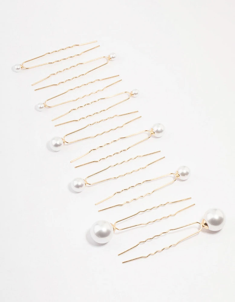 Gold Mixed Pearl Hair Pin Pack