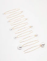 Gold Mixed Pearl Hair Pin Pack