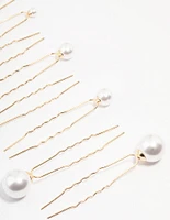 Gold Mixed Pearl Hair Pin Pack