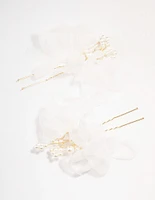 Gold Pearl & Flower Hair Pin Pack