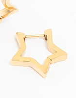 Gold Plated Surgical Steel Star Outline Huggie Earrings