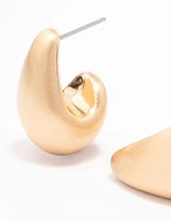 Gold Large Smooth Teardrop Earrings