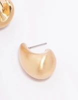 Gold Large Smooth Teardrop Earrings