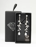 Silver Cubic Zirconia Vine Leaf Drop Earrings