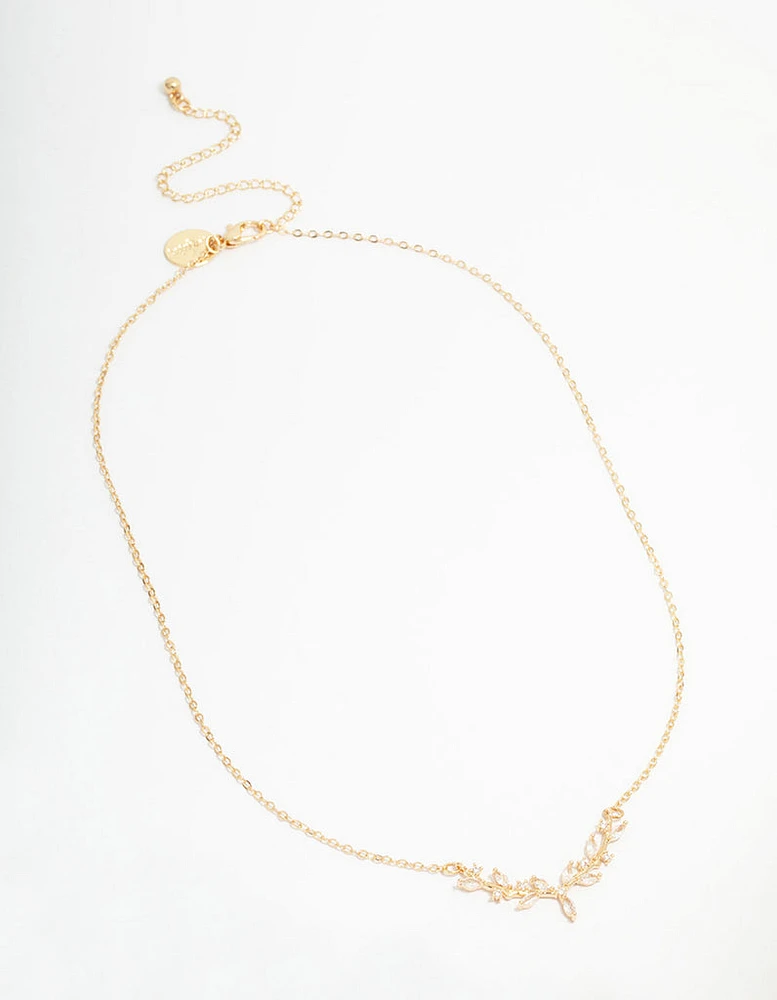 Gold Cubic Zirconia Vine Necklace