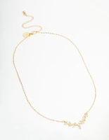 Gold Cubic Zirconia Vine Necklace