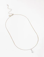 Silver Cubic Zirconia Pear Pendant Necklace