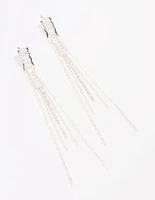 Silver Diamante Cupchain Drop Earrings