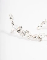 Silver Multi Diamante Cuff Earrings