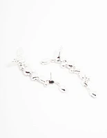 Silver Multi Diamante Cuff Earrings