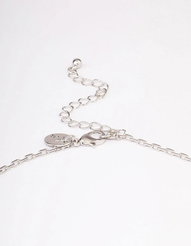 Rhodium Bow Chain Necklace