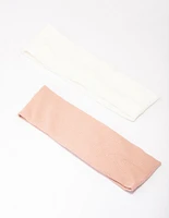 Ivory & Pink Ribbed Fabric Headband Pack