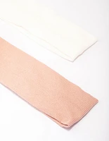 Ivory & Pink Ribbed Fabric Headband Pack