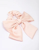 Blush Fabric Satin Bow Hair Scrunchie