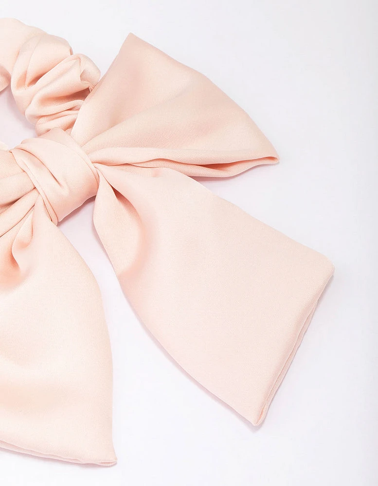 Blush Fabric Satin Bow Hair Scrunchie