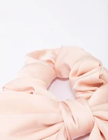 Blush Fabric Satin Bow Hair Scrunchie