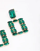 Gold Mixed Emerald Stone Drop Earrings