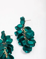 Green Iridescent Petal Drop Earrings