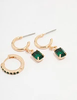 Gold Emerald Stud Earring 3-Pack