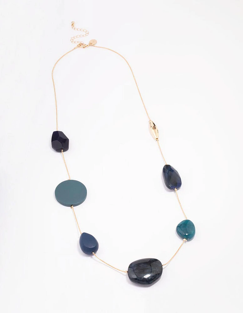 Gold Blue Stone Necklace