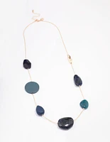 Gold Blue Stone Necklace