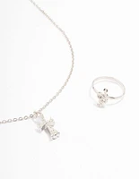 Silver Snake Cross Jewellery Set