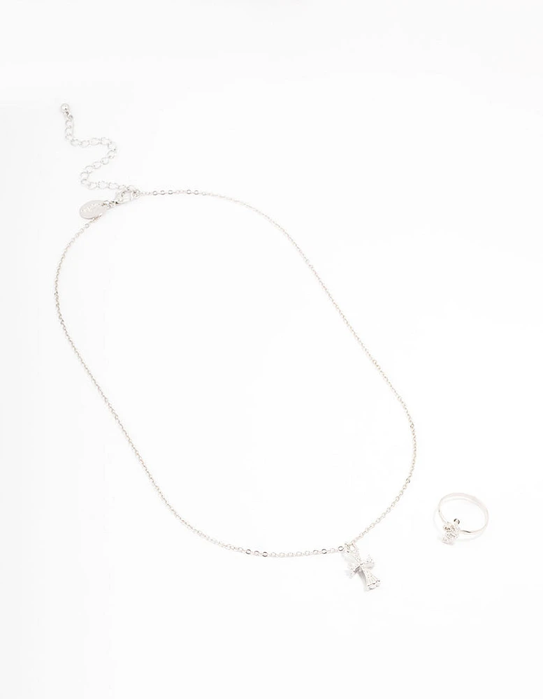 Silver Snake Cross Jewellery Set