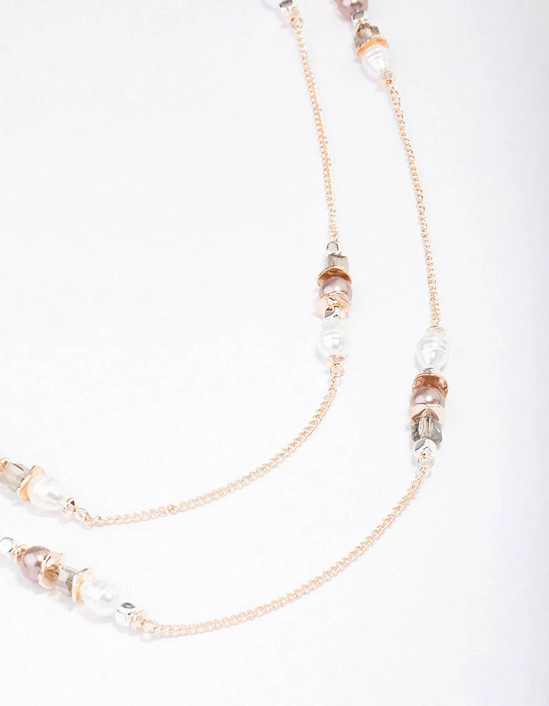 Rose Gold Beaded Layered Necklace