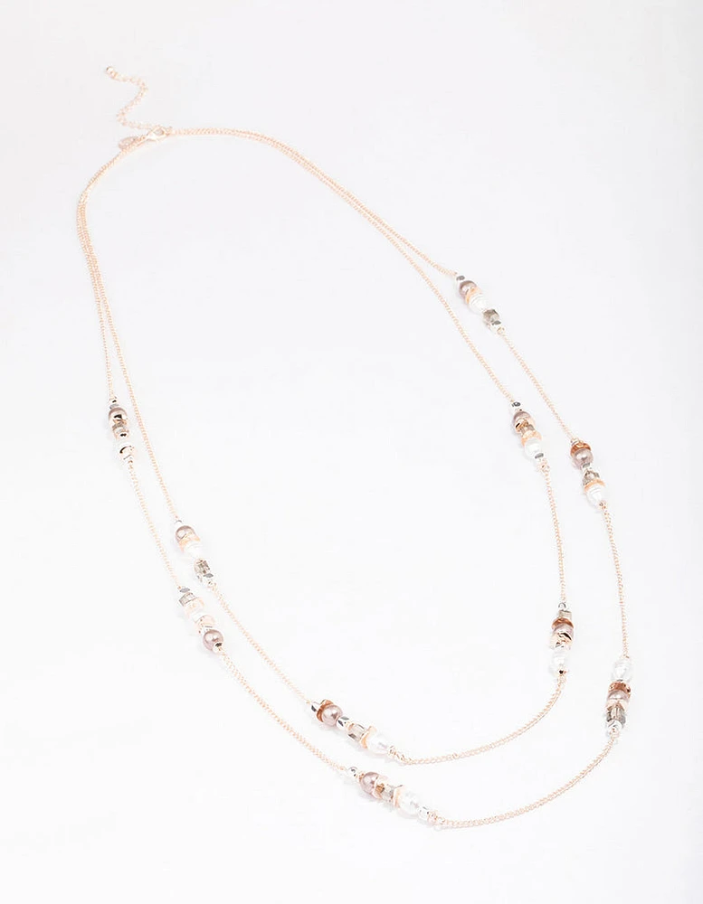 Rose Gold Beaded Layered Necklace