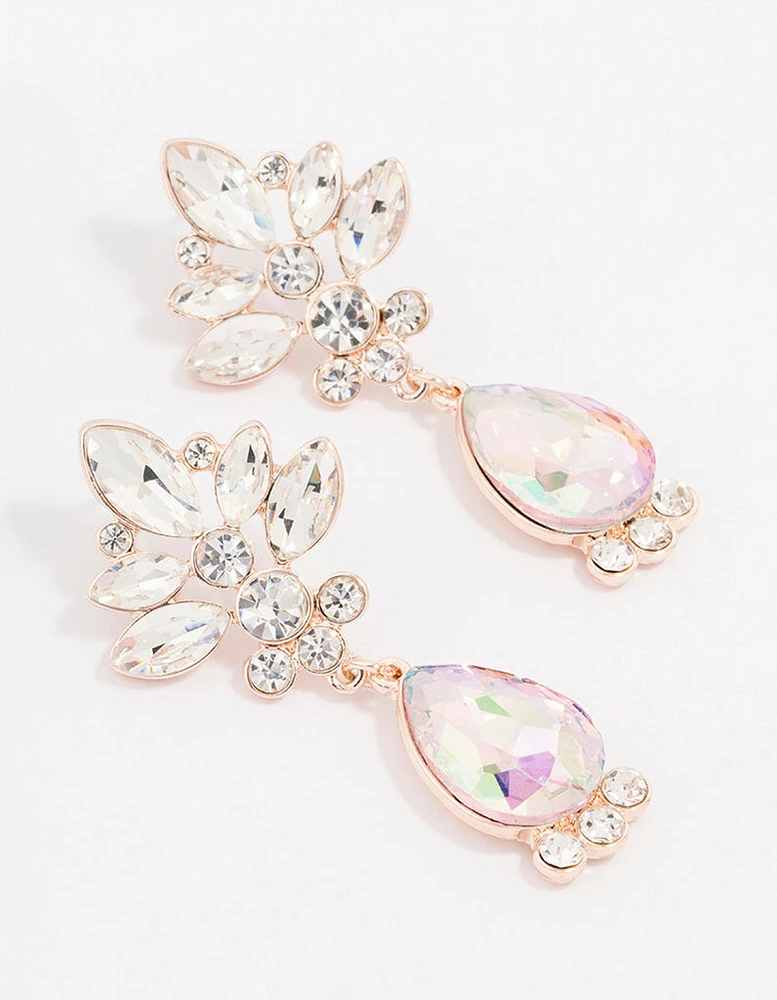 Rose Gold Pear Bloom Drop Earrings