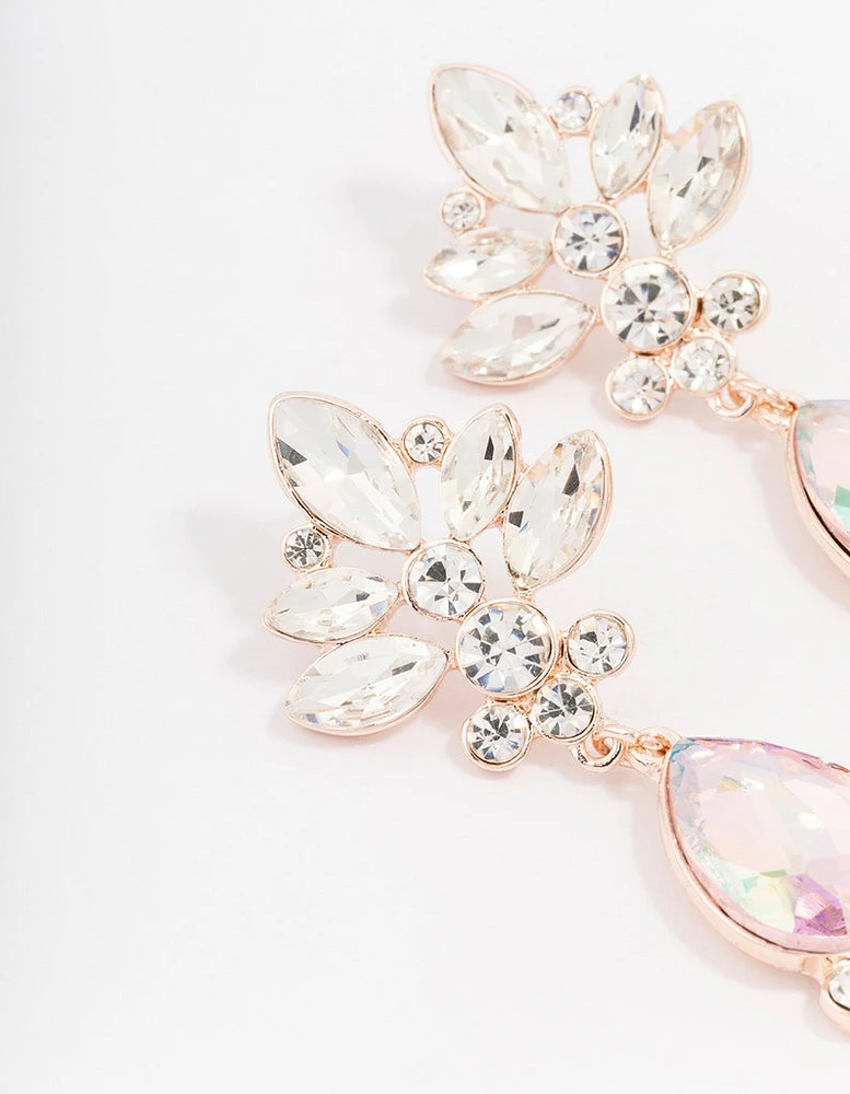 Rose Gold Pear Bloom Drop Earrings