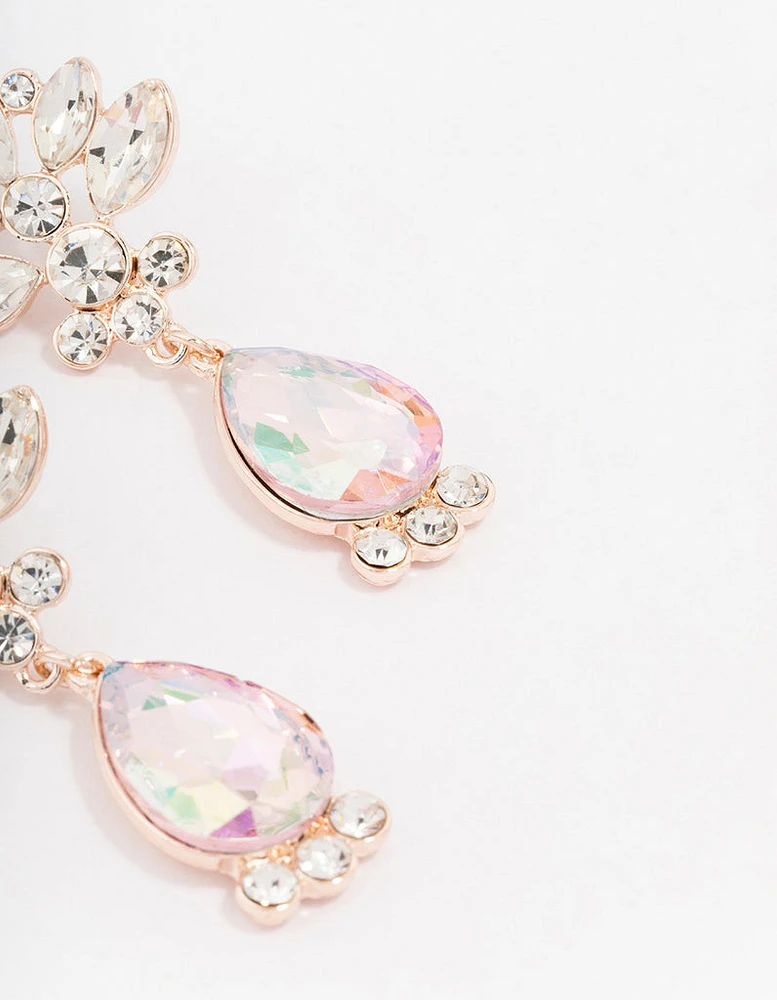 Rose Gold Pear Bloom Drop Earrings