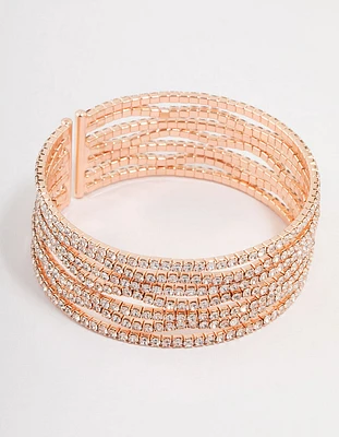 Rose Gold Diamante Wave Wrist Cuff