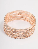 Rose Gold Diamante Wave Wrist Cuff