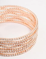 Rose Gold Diamante Wave Wrist Cuff