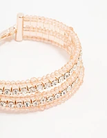 Rose Gold Beaded Diamante Chain Bracelet