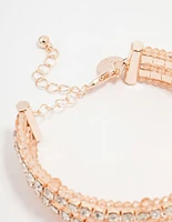 Rose Gold Beaded Diamante Chain Bracelet