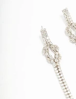 Rhodium Cubic Zirconia Cupchain Drop Earrings