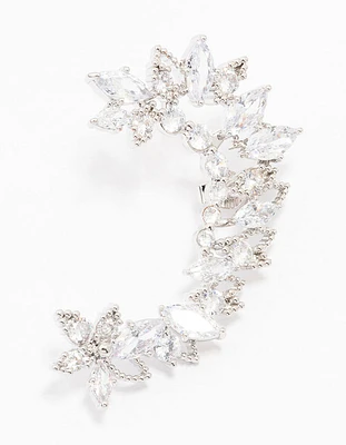 Rhodium Cubic Zirconia Grand Marquise Earring Cuff