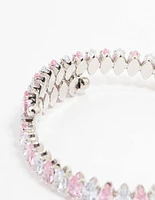 Silver Cubic Zirconia Wrapped Pink Bracelet