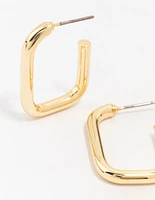 Gold Plated Thin Rectangular Hoop Earrings